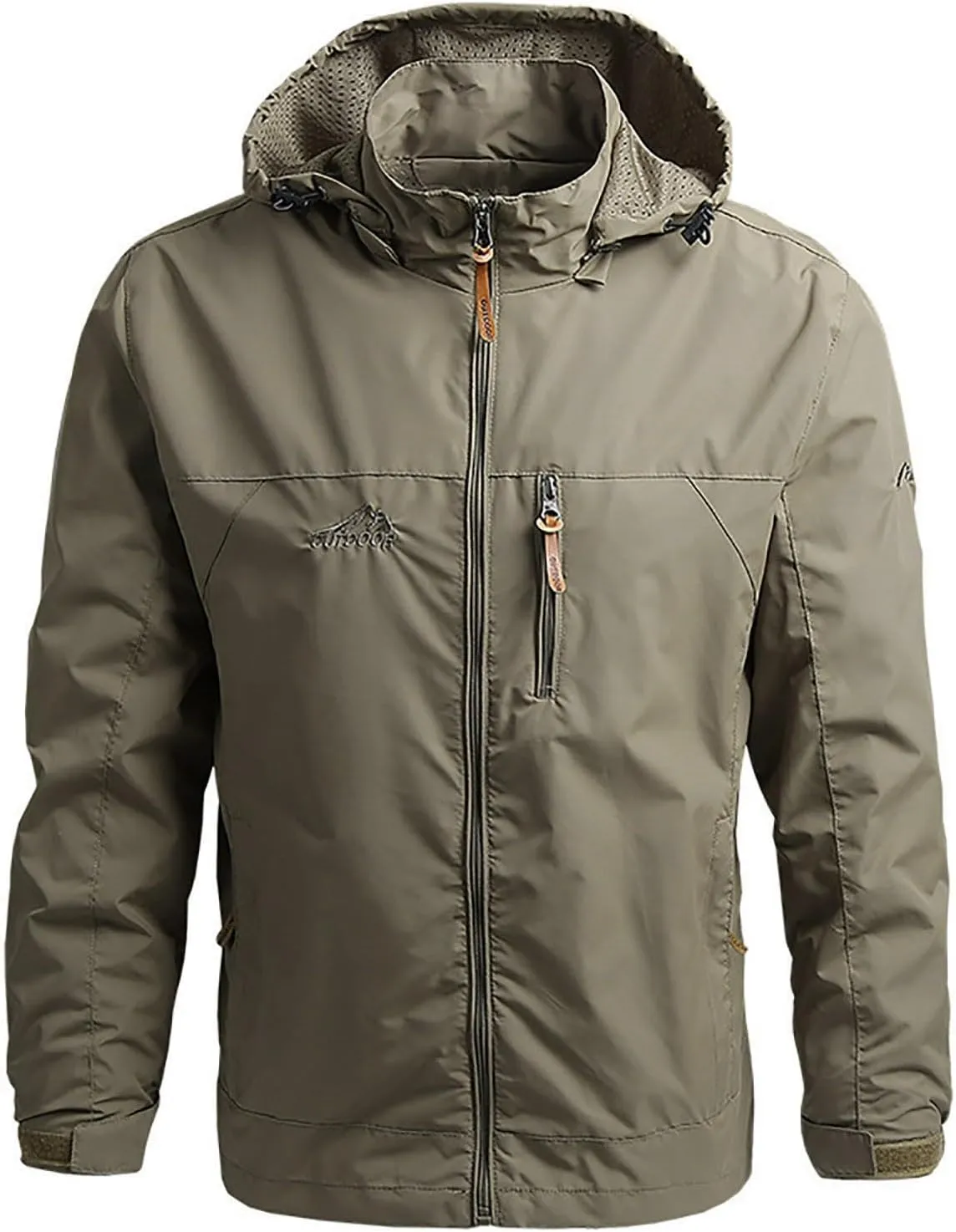 Mens Rain Jacket Waterproof with Hooded Hiking Coat Lightweight Windbreaker Travel Hiking