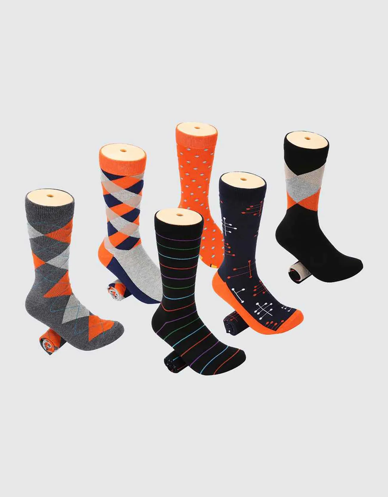 Men's Retro Collection Dress Socks 6 Pack