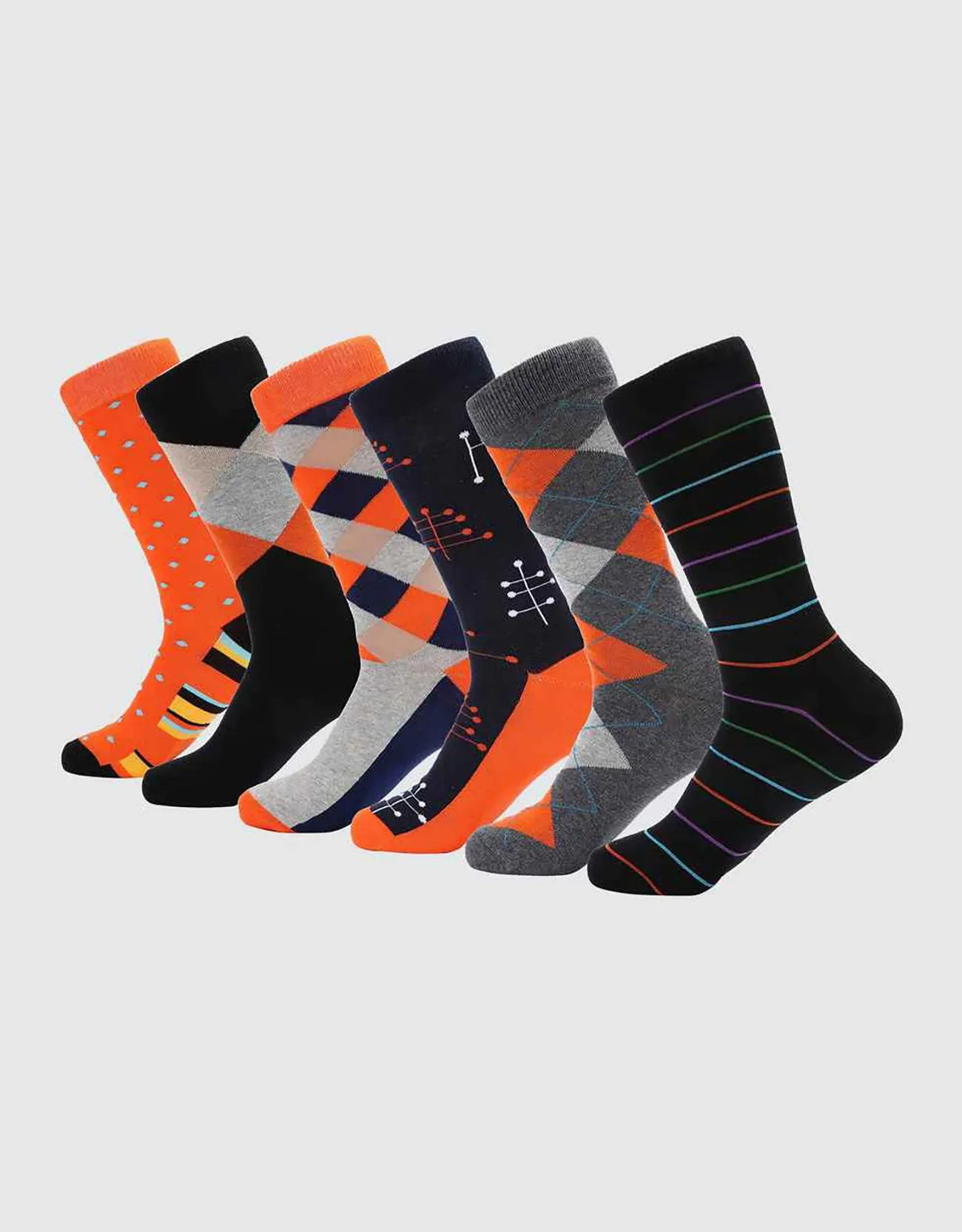 Men's Retro Collection Dress Socks 6 Pack