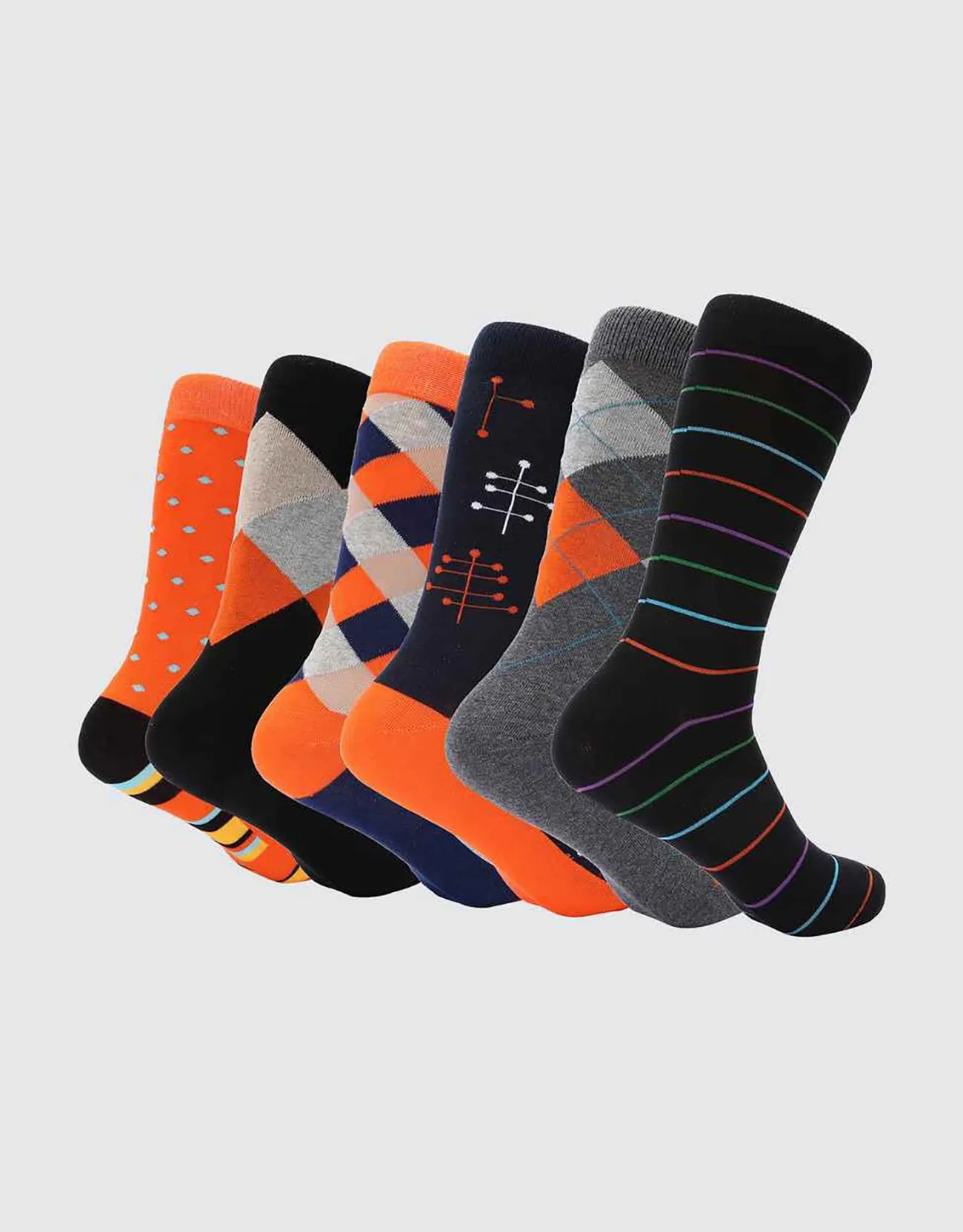 Men's Retro Collection Dress Socks 6 Pack