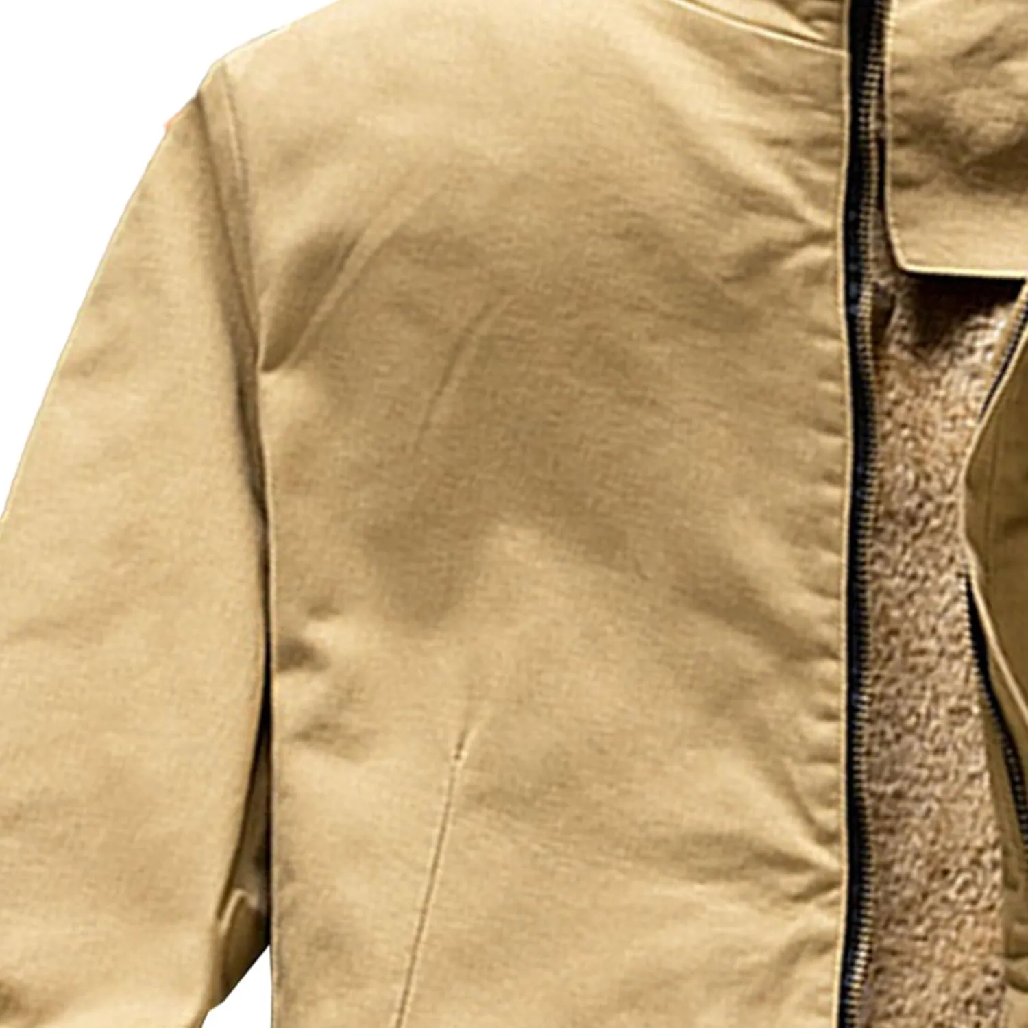 Men's Sherpa Lined Cotton Cargo Jacket Stand Collar Full Zip Fleece Jackets Winter Warm Windproof Windbreaker