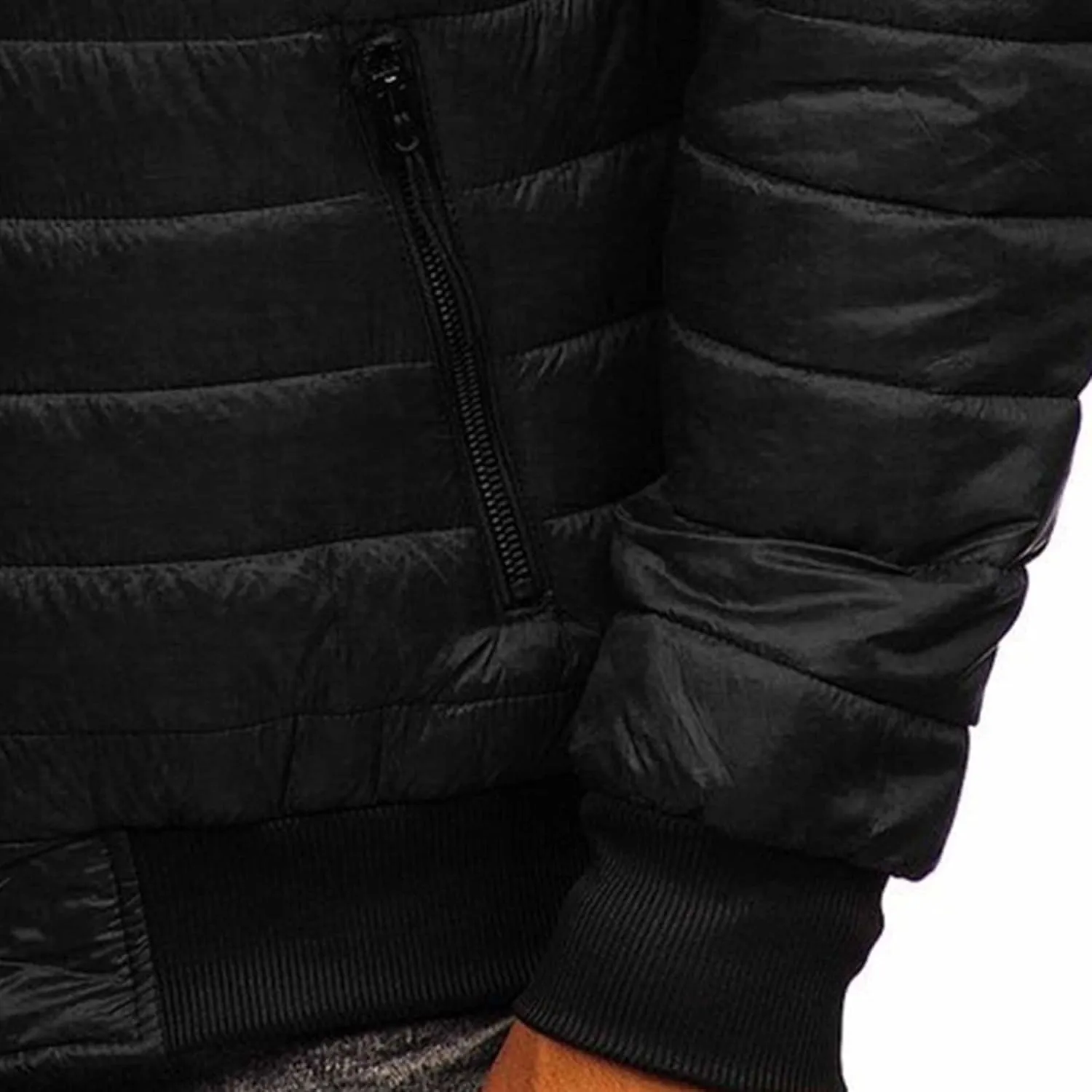 Men's Stand Collar Flight Bomber Jacket Diamond Quilted Lightweight Varsity Jackets Winter Warm Padded Outwear