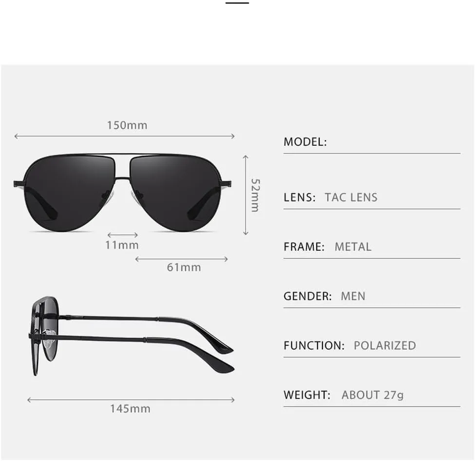 Men's Sunglasses UV400 Anti Glare Sun Glasses Driving Goggles Metal Eyeglasses Frame Travel Eyewear