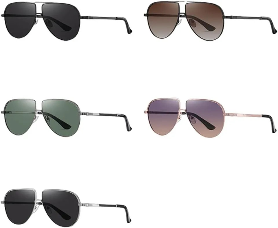 Men's Sunglasses UV400 Anti Glare Sun Glasses Driving Goggles Metal Eyeglasses Frame Travel Eyewear