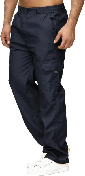 Mens Sweatpants with Pockets Drawstring Tapered Sweatpants Cargo Hippie Loose Fit Trousers with Multi-Pocket Cargo