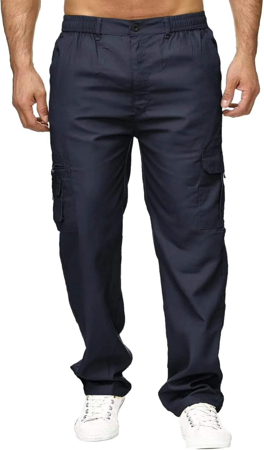 Mens Sweatpants with Pockets Drawstring Tapered Sweatpants Cargo Hippie Loose Fit Trousers with Multi-Pocket Cargo