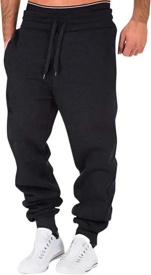 Mens Sweatpants with Pockets Fleece Elastic Bottom Men's Sports Heavyweight Jogger Pants Sweatpants for Men Trousers