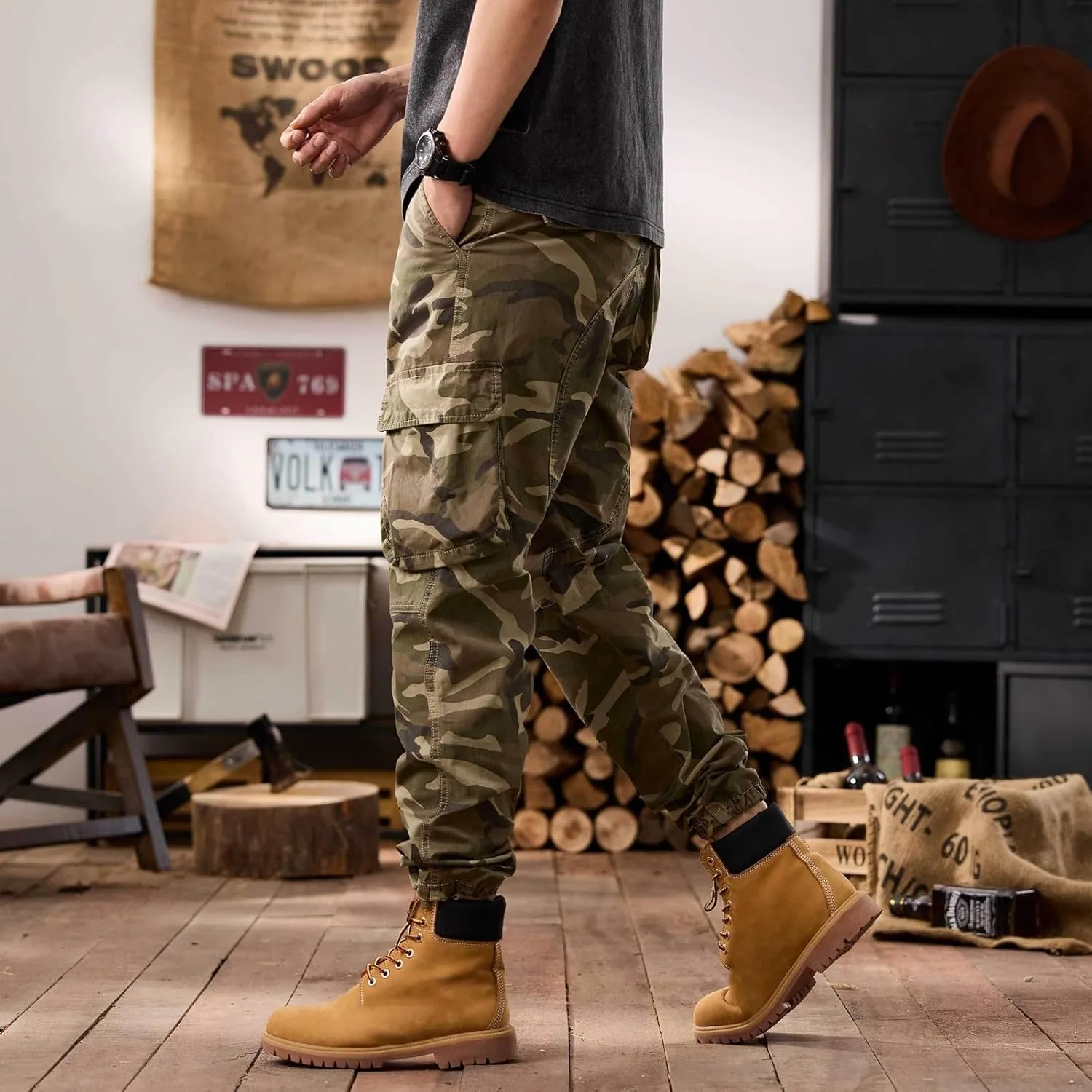 Men's Tactical Pants Hiking Cargo Pants Lightweight Work Pant Trousers Outdoor Running Hiking Joggers