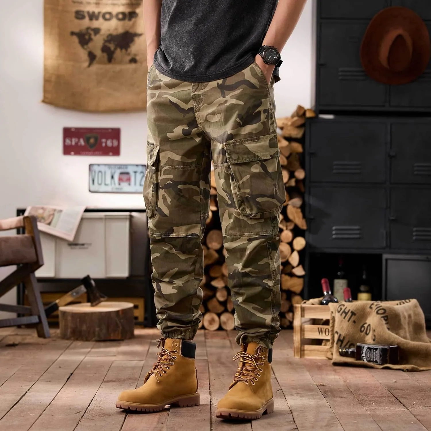 Men's Tactical Pants Hiking Cargo Pants Lightweight Work Pant Trousers Outdoor Running Hiking Joggers
