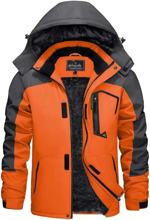 Men's winter ski jacket waterproof warm thickened fleece mountaineering jacket men's parka