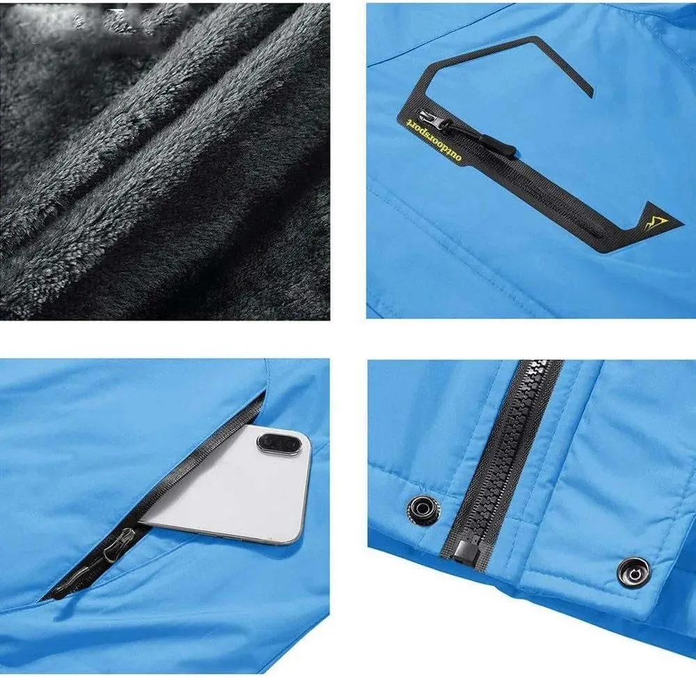 Men's winter ski jacket waterproof warm thickened fleece mountaineering jacket men's parka