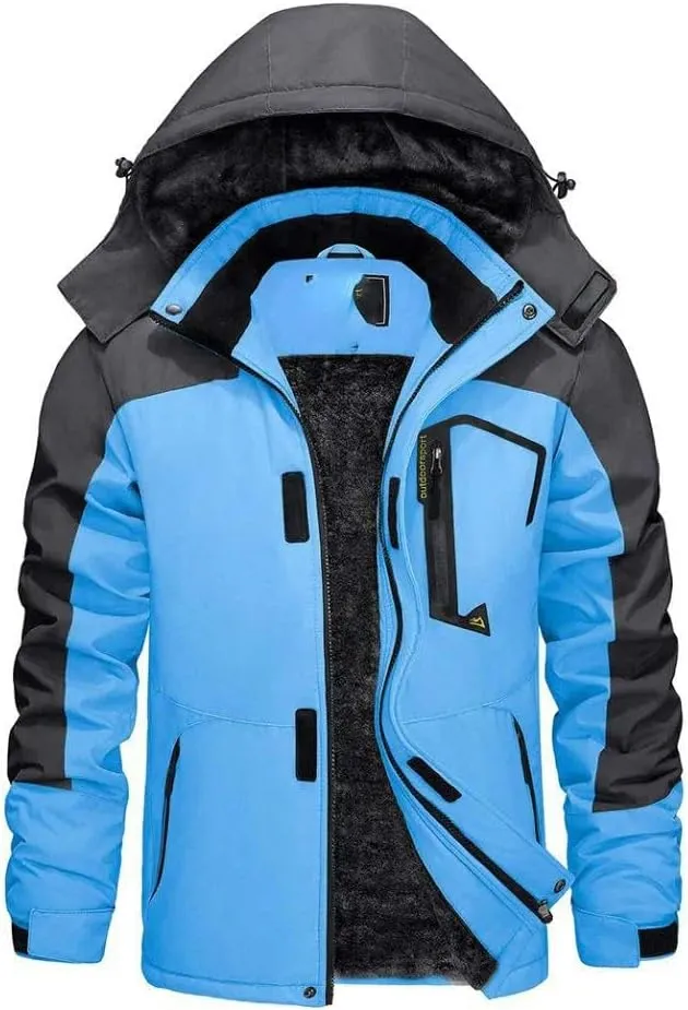 Men's winter ski jacket waterproof warm thickened fleece mountaineering jacket men's parka