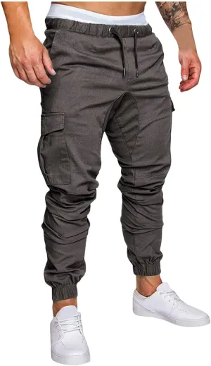 Mens Workout Cargo Sweatpants Casual Trousers Pants Sweatpants for Men with Pockets Men's Basic Active Tapered Jogger