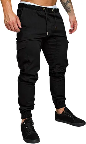 Mens Workout Cargo Sweatpants Casual Trousers Pants Sweatpants for Men with Pockets Men's Basic Active Tapered Jogger