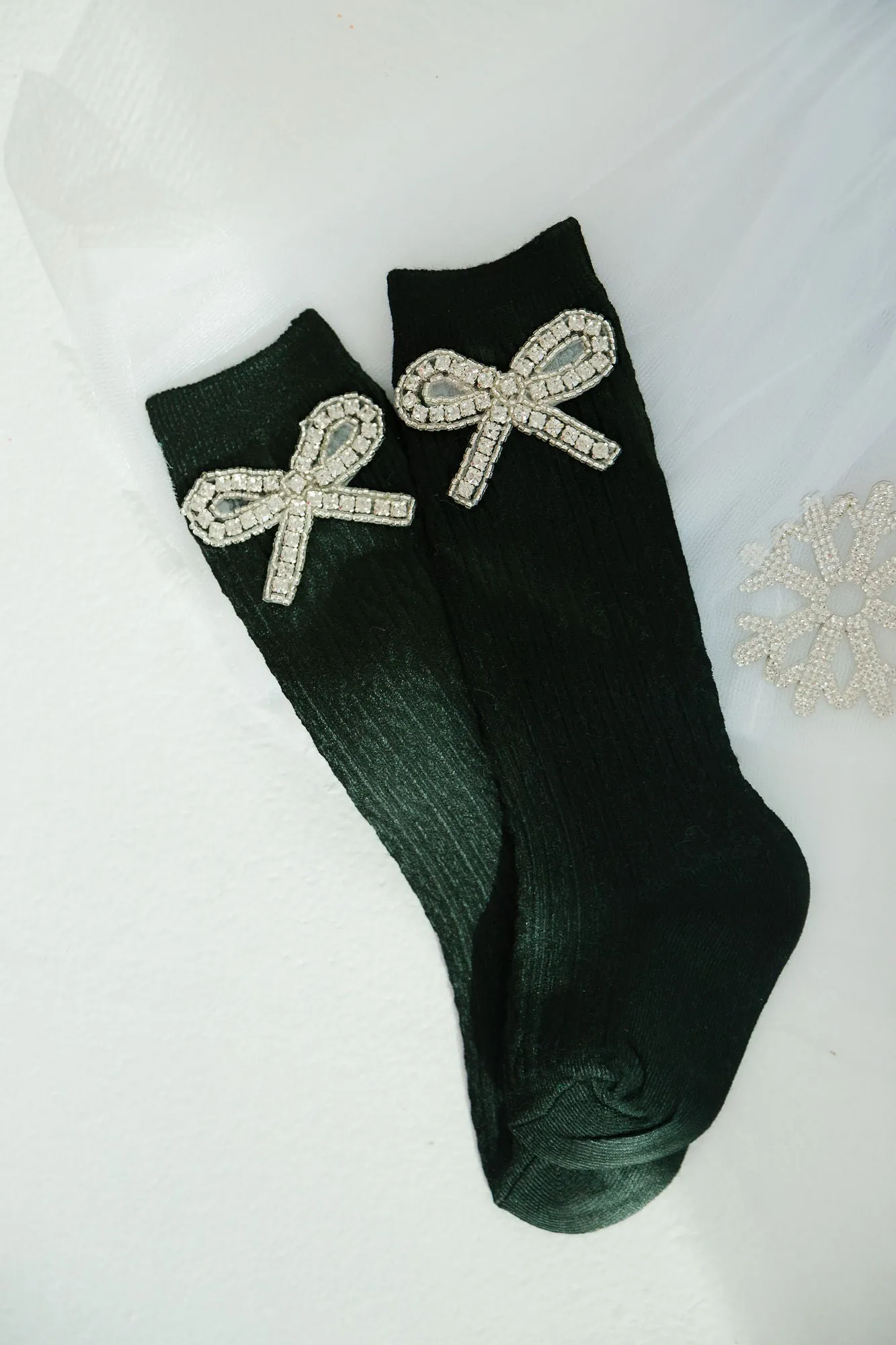 MINI KIDS HOLIDAY BOW BLACK SOCKS