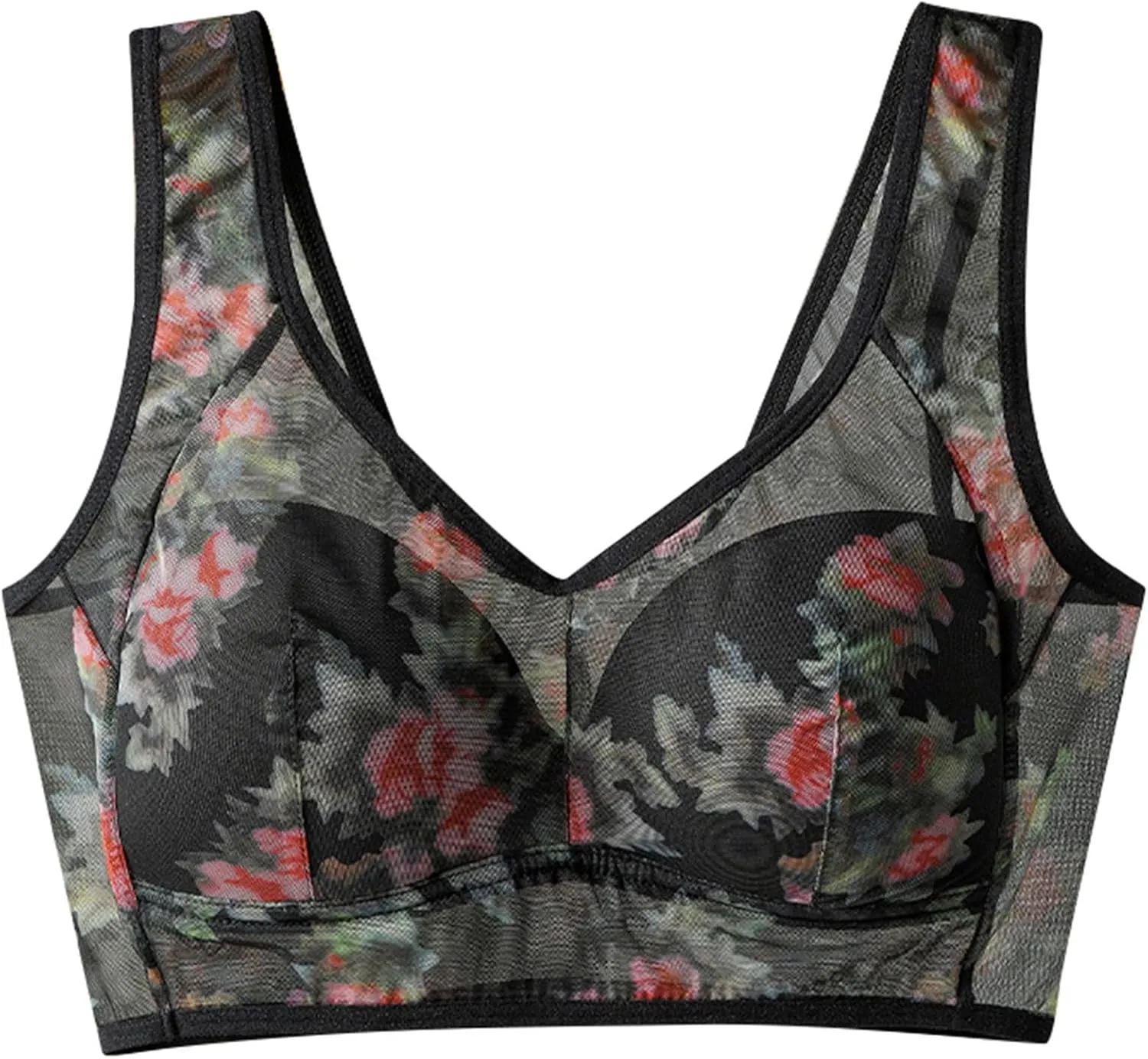 Miracharm Bras Ellebloom Lace Buttonless Comfortable Bra Floral Push-Up Lace Bralette Older Women Everyday Bra Plus Size