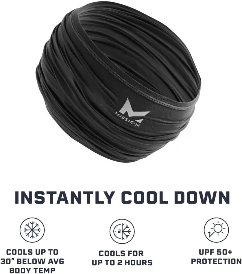 MISSION Cooling UPF Multi-Use Neck Gaiter Men’s & Women’s Buff for Working, Running Sports Sweat & Water Activated Technology