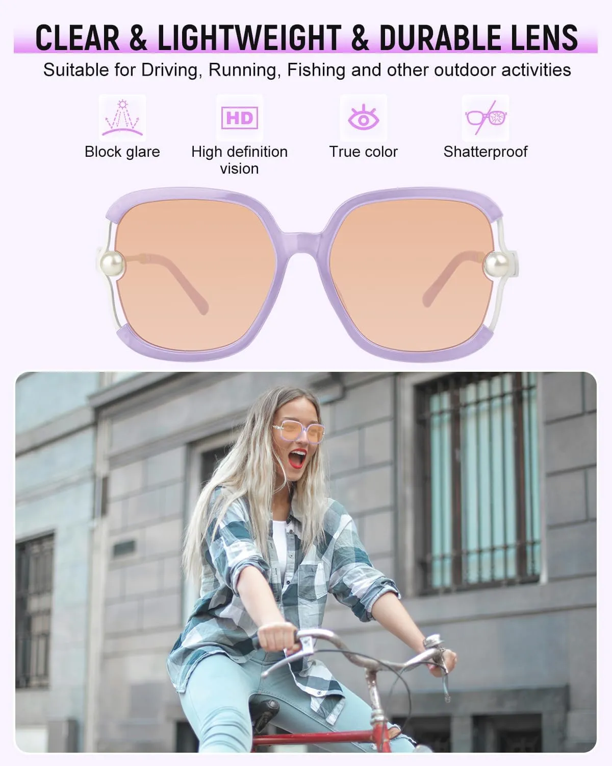 MIZZEO Square Sunglasses for Women Men, Oversize Polarized Aviator Sunglasses, Classic Sunglasses Sparkling Large Pearl Frame