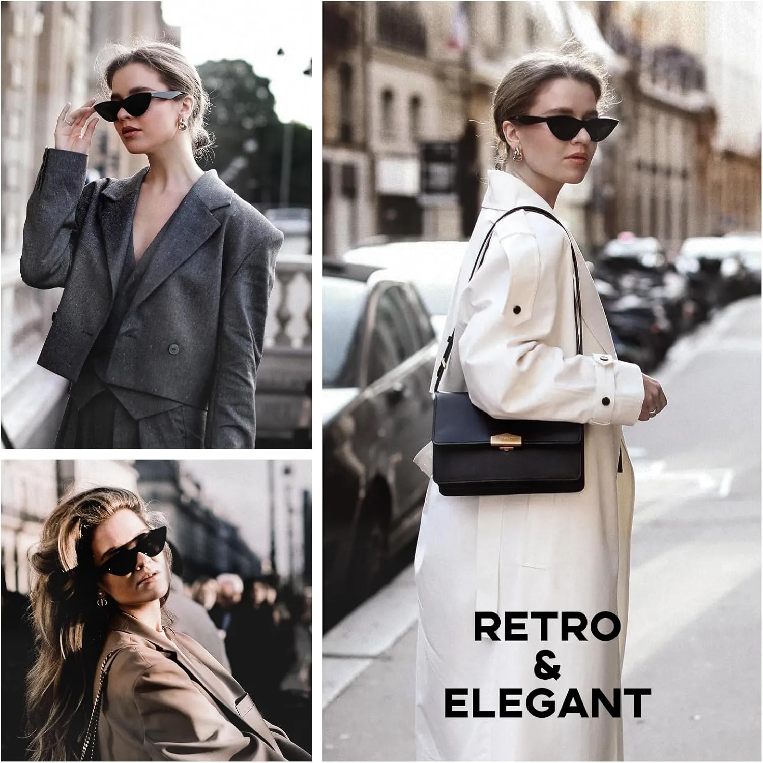 mosanana Retro Pointy Cat Eye Sunglasses Trendy Cute Avant-garde Style MS51810