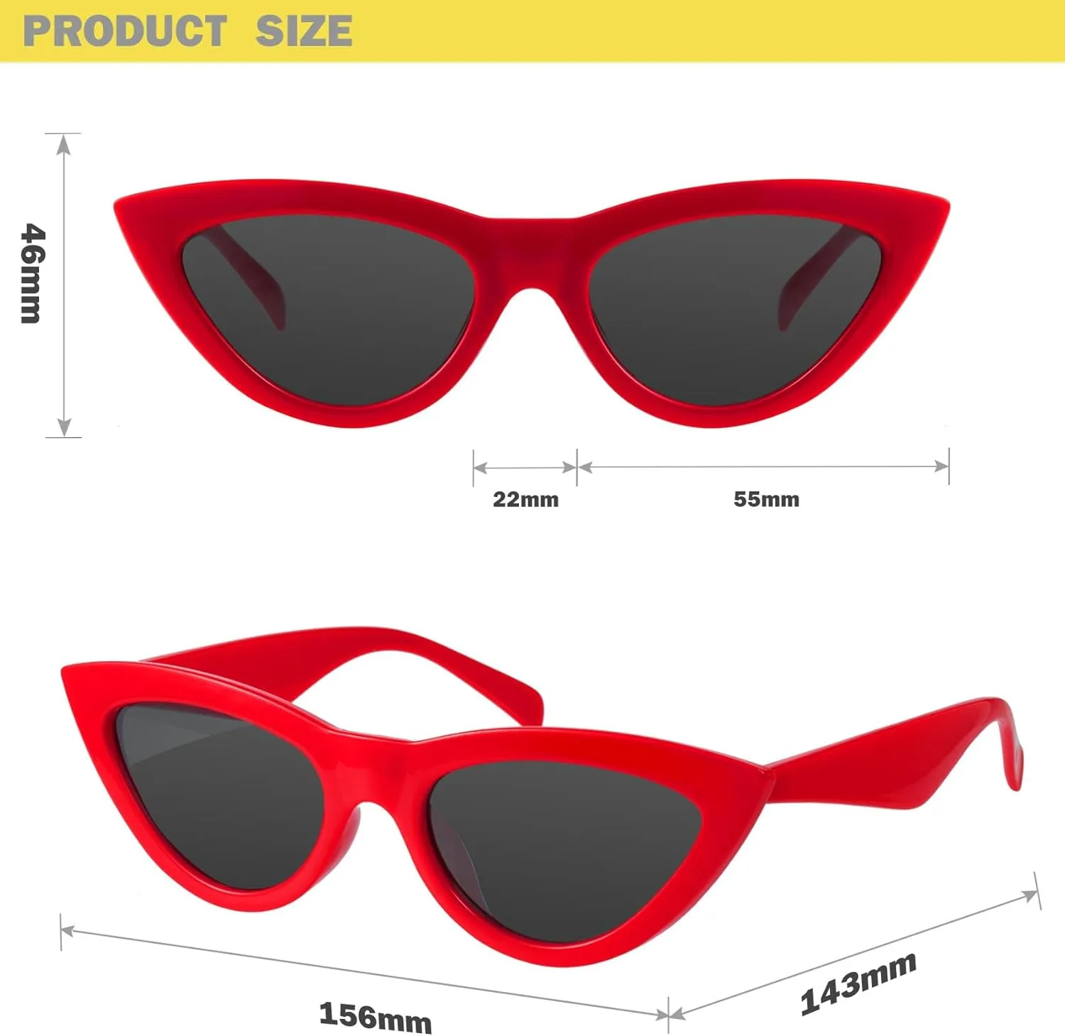 mosanana Retro Pointy Cat Eye Sunglasses Trendy Cute Avant-garde Style MS51810