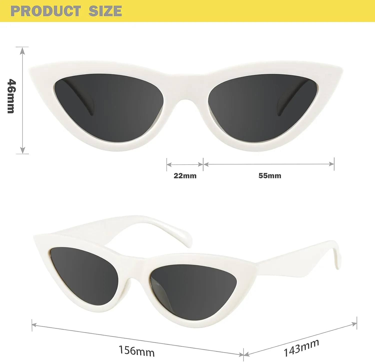 mosanana Retro Pointy Cat Eye Sunglasses Trendy Cute Avant-garde Style MS51810