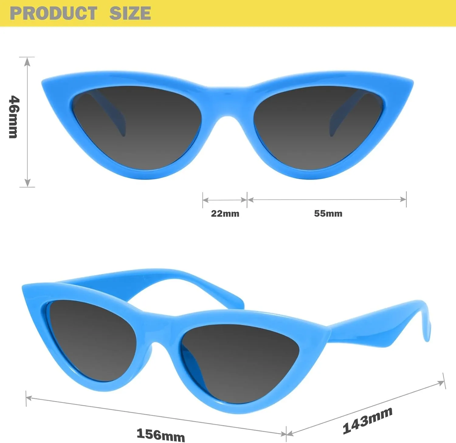 mosanana Retro Pointy Cat Eye Sunglasses Trendy Cute Avant-garde Style MS51810