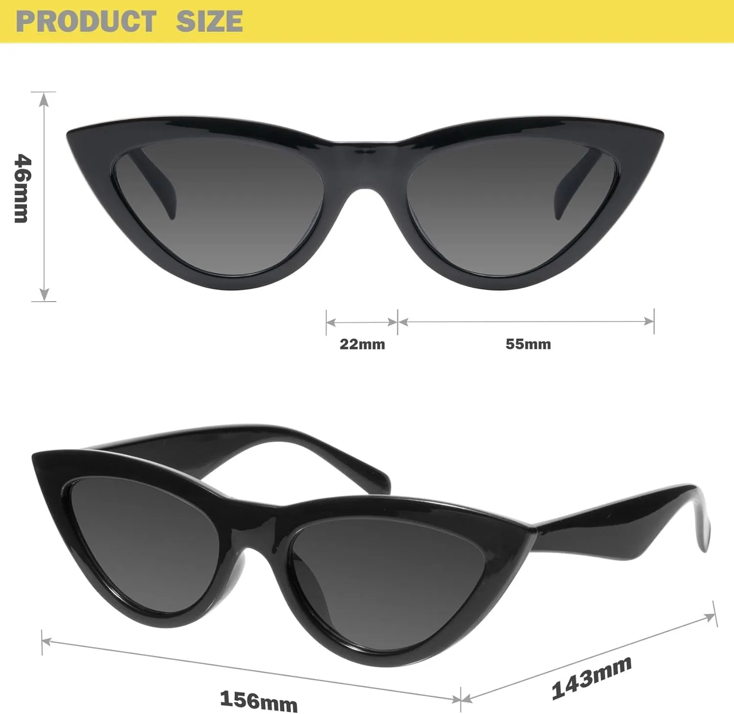 mosanana Retro Pointy Cat Eye Sunglasses Trendy Cute Avant-garde Style MS51810