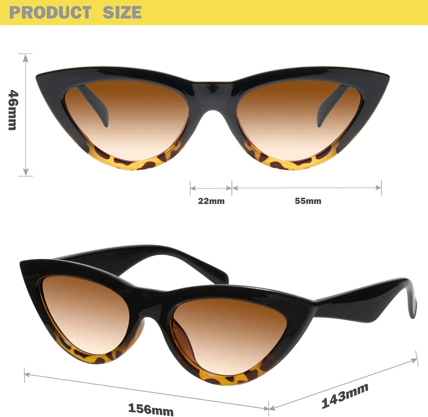 mosanana Retro Pointy Cat Eye Sunglasses Trendy Cute Avant-garde Style MS51810