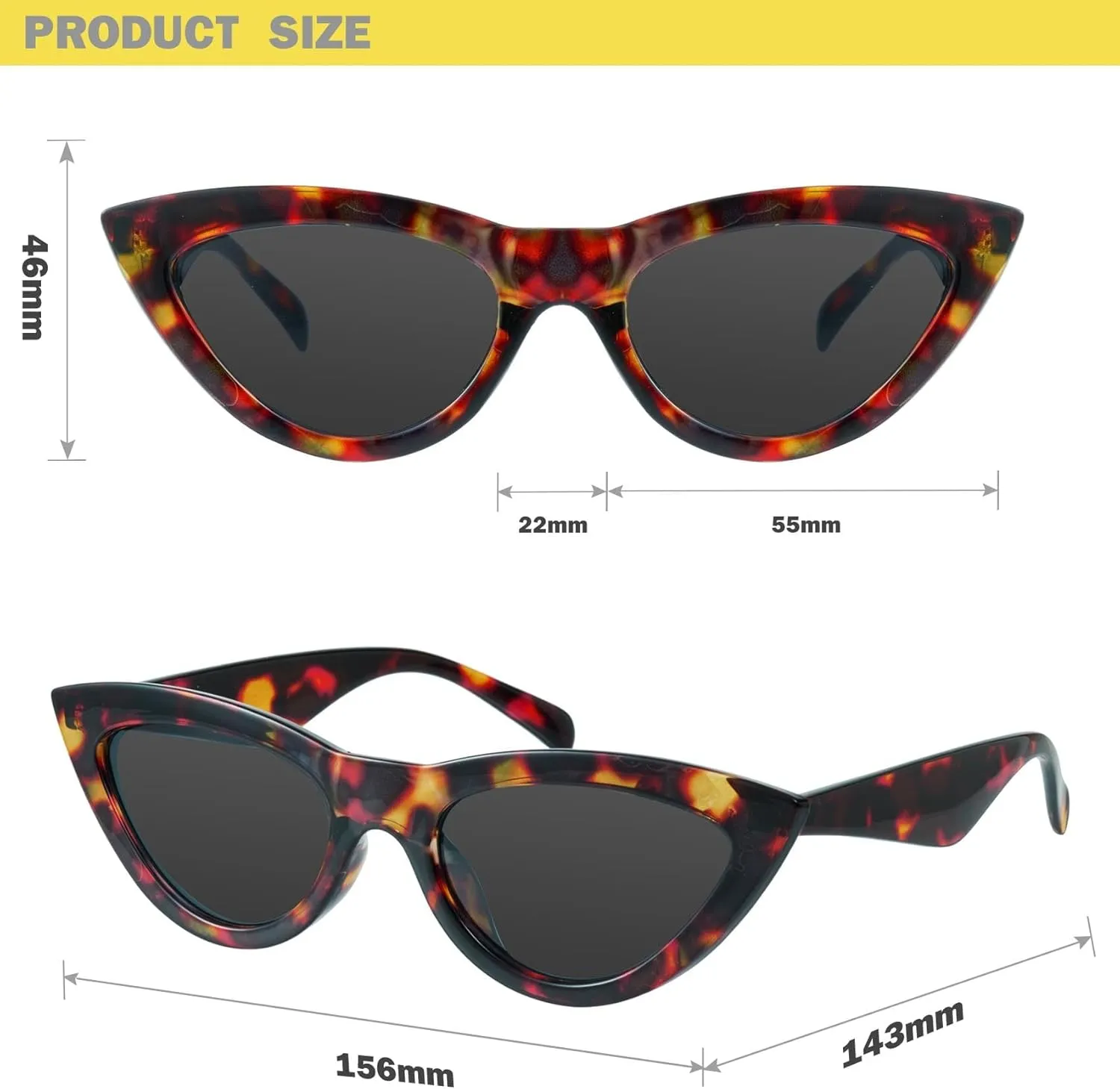 mosanana Retro Pointy Cat Eye Sunglasses Trendy Cute Avant-garde Style MS51810