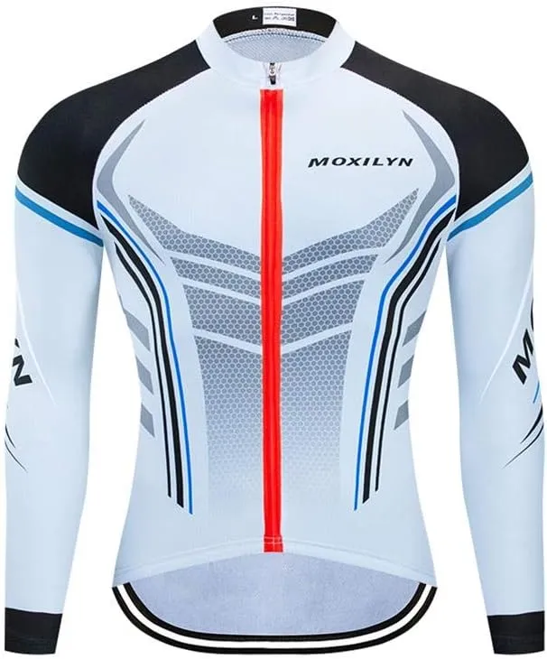 MOXILYN Men Long Sleeve Cycling Jerseys Polyester Bike Clothing Outdoor Cycling Jacket