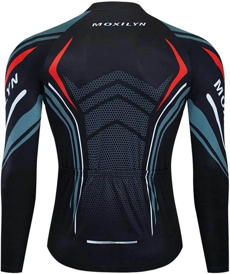 MOXILYN Men Long Sleeve Cycling Jerseys Polyester Bike Clothing Outdoor Cycling Jacket