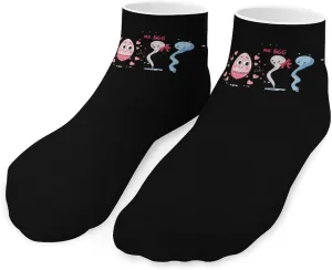 Mr Sperm Meet Ms Egg Ankle Socks Breathable Low Cut Sports Socks Casual No Show Sock for Women Men