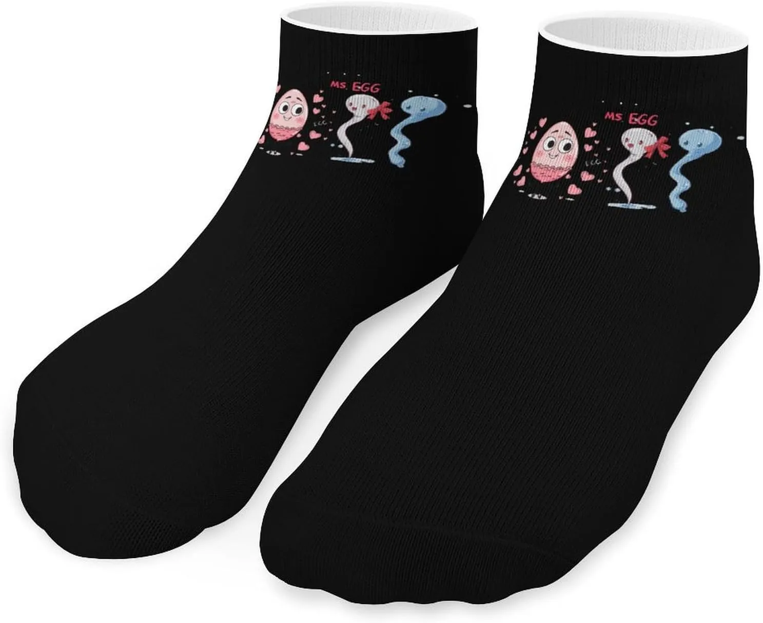 Mr Sperm Meet Ms Egg Ankle Socks Breathable Low Cut Sports Socks Casual No Show Sock for Women Men
