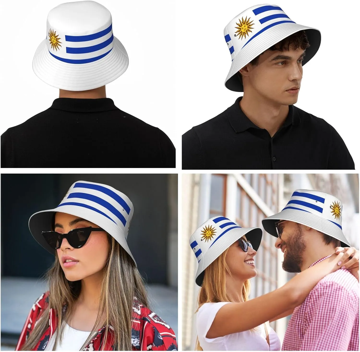 National Flag Bucket Hats with Headband Set Mens Womens - Cute Flag Summer Sun Hats Fisherman Hat Packable for Outdoor