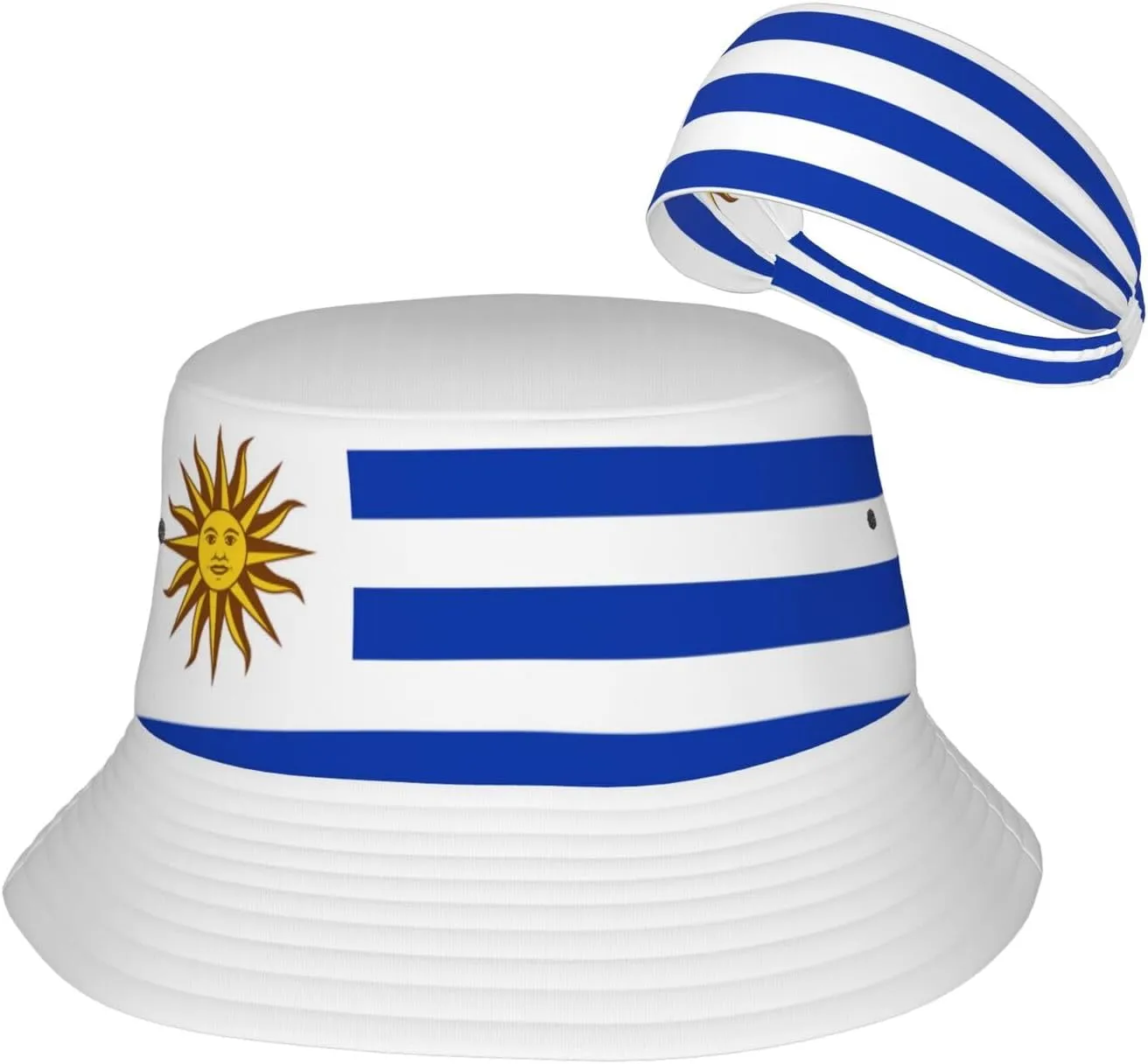 National Flag Bucket Hats with Headband Set Mens Womens - Cute Flag Summer Sun Hats Fisherman Hat Packable for Outdoor
