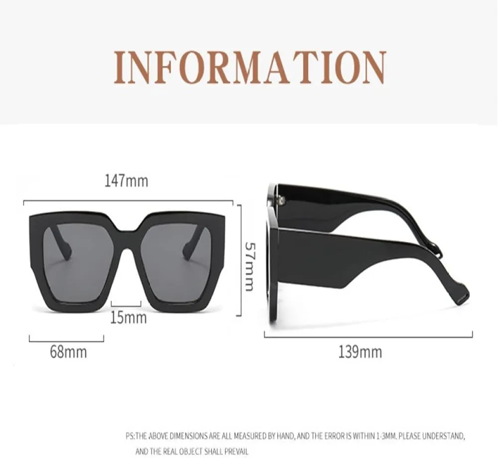 New 2025 Square Sunglasses Women Fashion Vintage Big Cat Eye Shades Men Luxury Sun Glasses UV400 Oversized Eyewear
