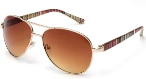 Newbee Fashion - Large Metal Finish Tribal Pattern Design Aviator Spring Collection Fashion Sunglasses