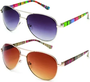 Newbee Fashion - Large Metal Finish Tribal Pattern Design Aviator Spring Collection Fashion Sunglasses