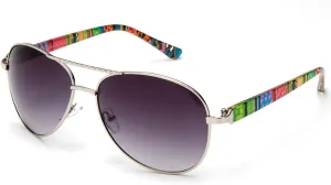Newbee Fashion - Large Metal Finish Tribal Pattern Design Aviator Spring Collection Fashion Sunglasses