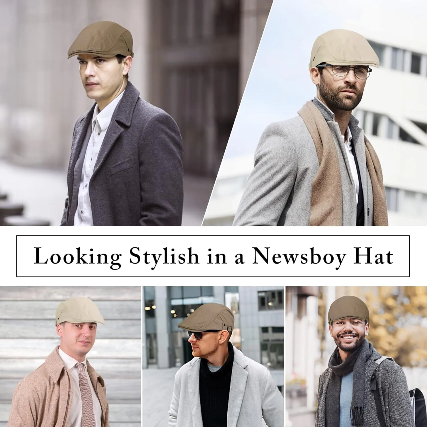 Newsboy Cap for Men Flat Hats Adjustable Breathable Irish Caps Cabbie Ivy Driving Hunting Sport Golf Outdoor