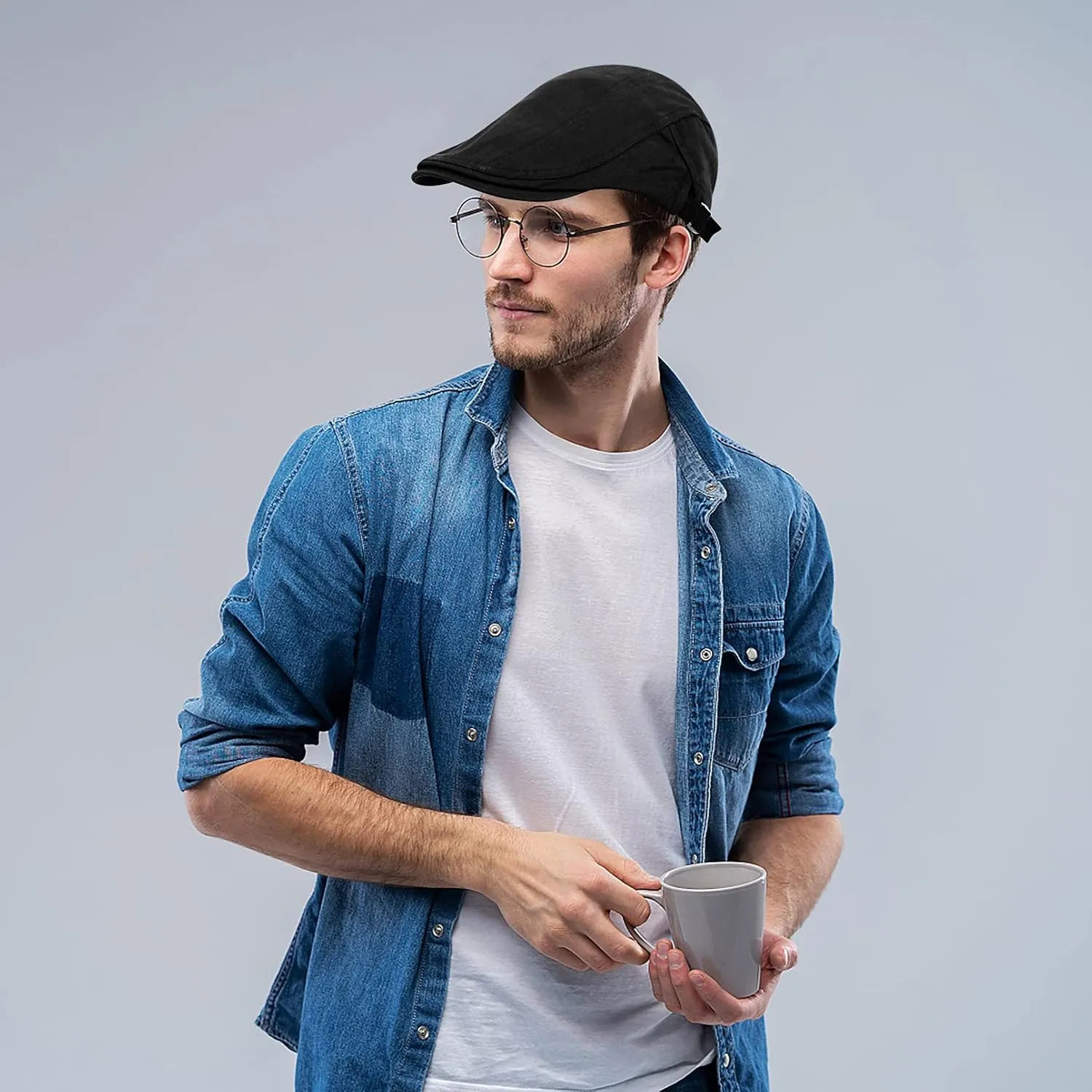Newsboy Cap for Men Flat Hats Adjustable Breathable Irish Caps Cabbie Ivy Driving Hunting Sport Golf Outdoor
