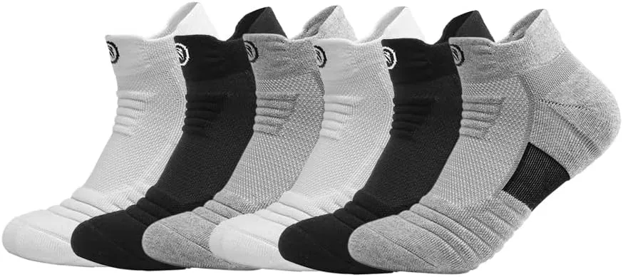 NIGEIYEME 6 Pairs No Show Men Socks Ankle Athletic Running Socks Breathable Performance Cushion Cotton Low Cut Socks