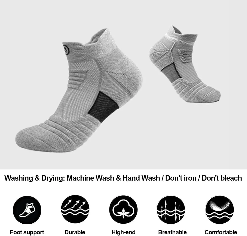 NIGEIYEME 6 Pairs No Show Men Socks Ankle Athletic Running Socks Breathable Performance Cushion Cotton Low Cut Socks