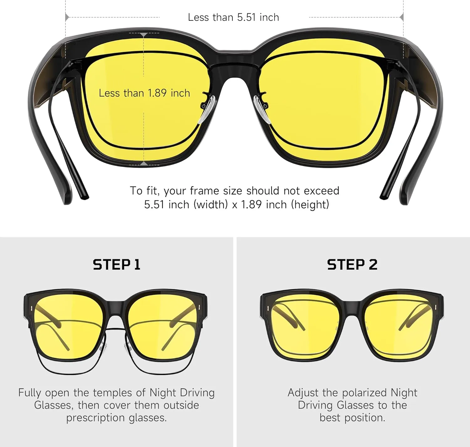 Night Driving Glasses for Men/Women, Anti-Glare Yellow Driving Polarized Night Time Vision Sunglasses