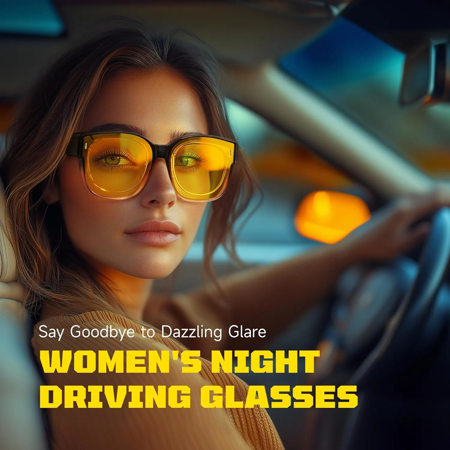 Night Driving Glasses for Men/Women, Anti-Glare Yellow Driving Polarized Night Time Vision Sunglasses