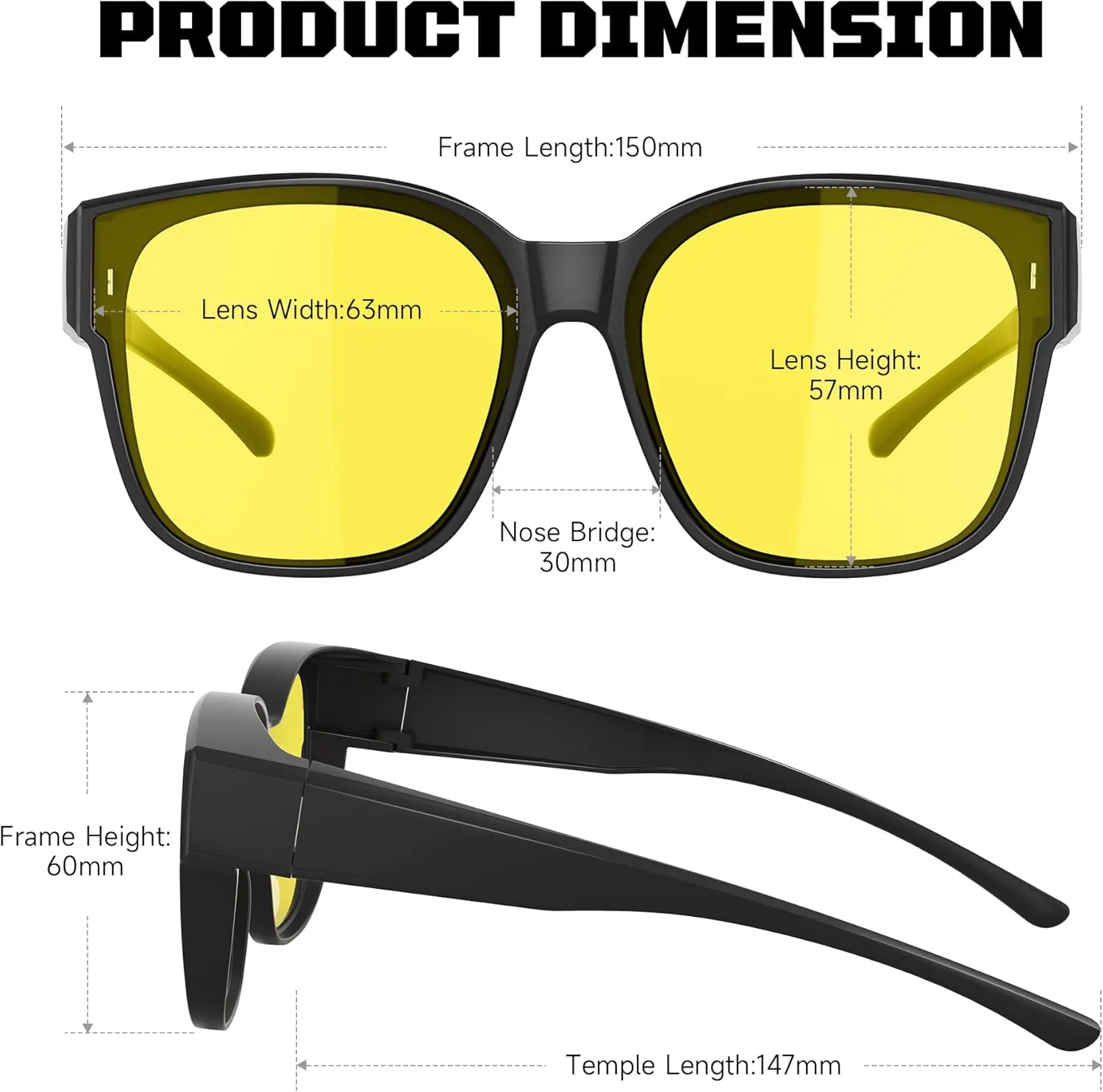 Night Driving Glasses for Men/Women, Anti-Glare Yellow Driving Polarized Night Time Vision Sunglasses
