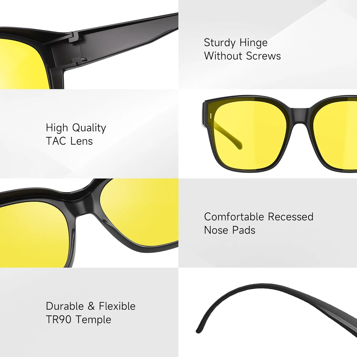Night Driving Glasses for Men/Women, Anti-Glare Yellow Driving Polarized Night Time Vision Sunglasses
