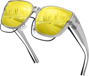 Night Driving Glasses for Men/Women, Anti-Glare Yellow Driving Polarized Night Time Vision Sunglasses