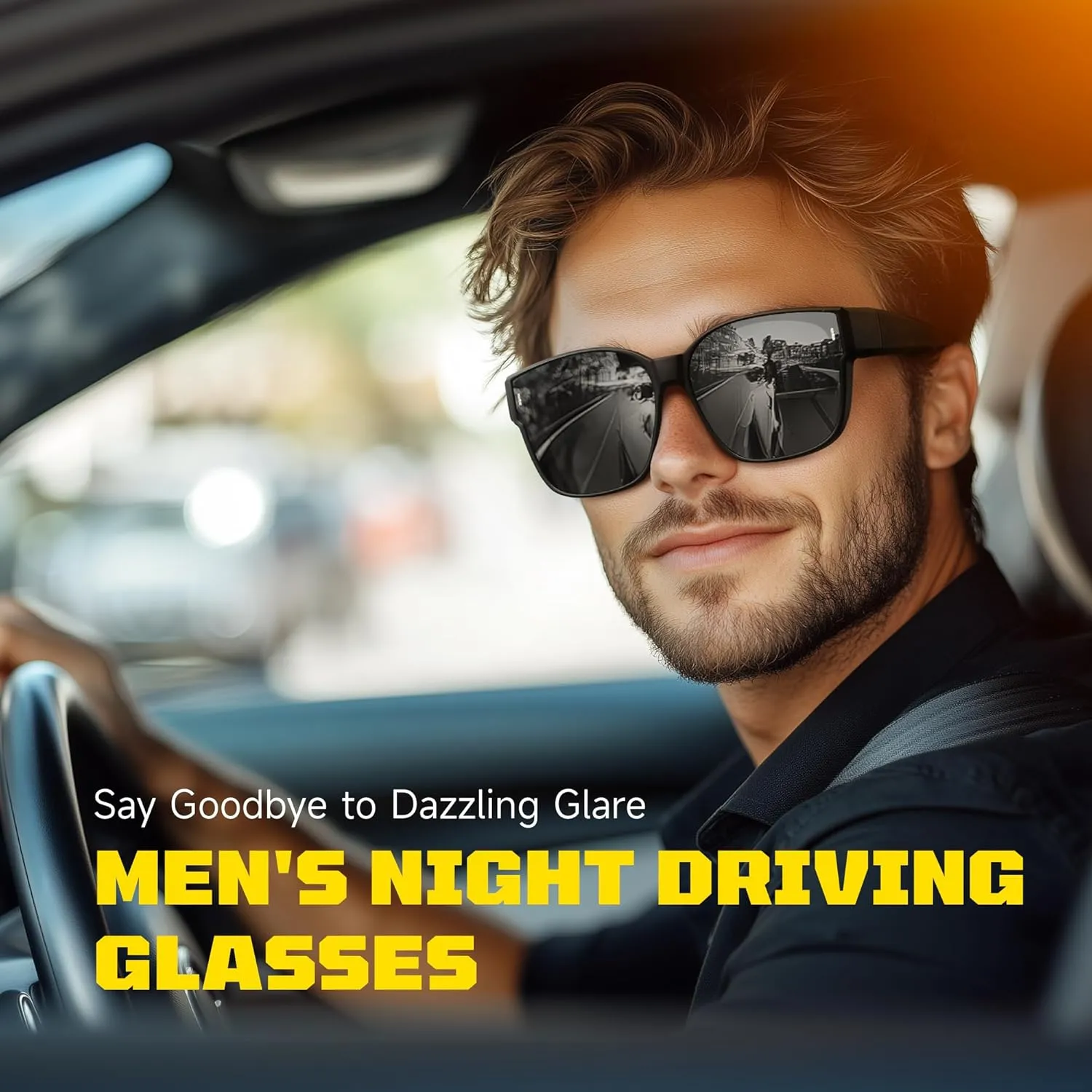 Night Driving Glasses for Men/Women, Anti-Glare Yellow Driving Polarized Night Time Vision Sunglasses