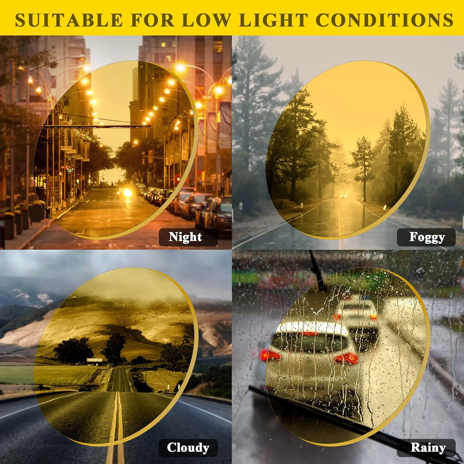 Night Vision Driving Glasses Fit Over for Men Women, Anti Glare Polarized Nighttime Eyeglasses TS1218